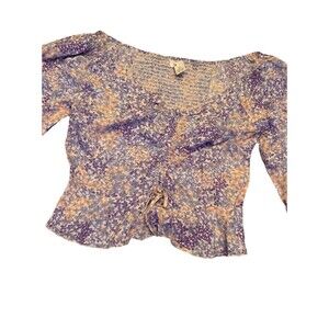 Japna Milkmaid Coquette Pastel Floral  Puff Sleeve Y2K Fairy Whimsigoth SZ L